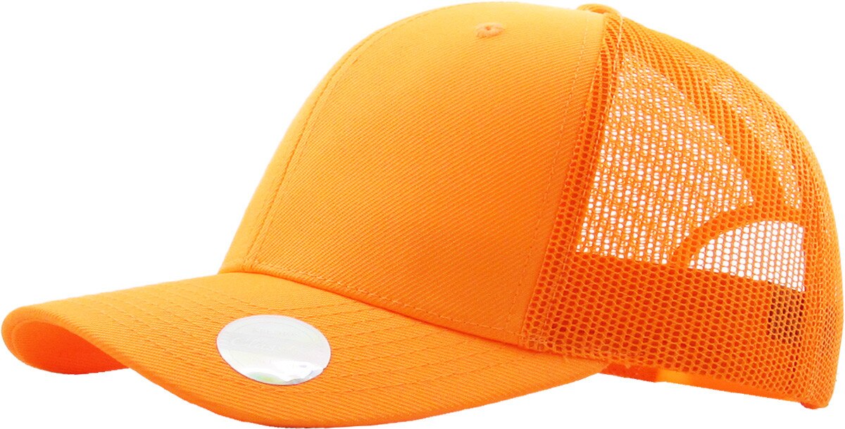 Neon Orange Classic 6 Panel Trucker Mesh Snapback Side View